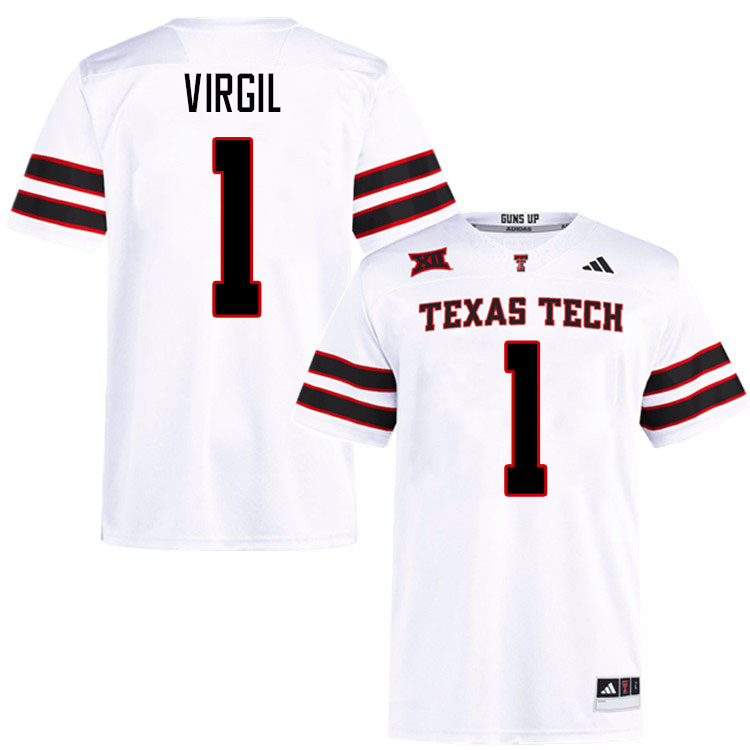 #1 Reggie Virgil Texas Tech Red Raiders Jerseys College Football Uniforms Stitched-White #1 Reggie Virgil Texas Tech Red Raiders Jerseys College Football Uniforms Stitched-White